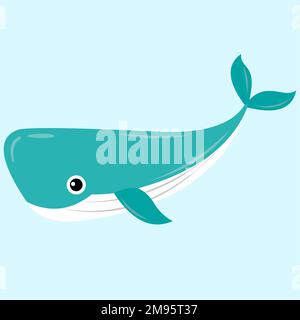 Un vecteur d'une jolie baleine bleue isolée sur un fond bleu Illustration de Vecteur