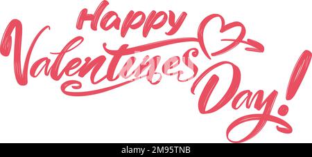 Bonne Saint Valentin texte sur fond de coeur sur fond blanc., Saint-Valentin, carte de vœux dessin à la main dessin d'illustration vectorielle. Illustration de Vecteur