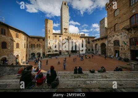 Une rue à San Gimignano Banque D'Images