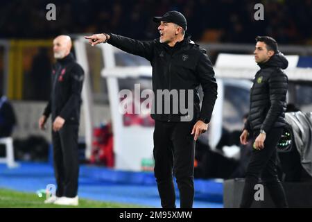 Entraîneur Marco Baroni (US Lecce) pendant le championnat italien série Un match de football entre US Lecce et AC Milan sur 14 janvier 2023 au stade via del Mare à Lecce, Italie - photo: Marco Verri/DPPI/LiveMedia Banque D'Images