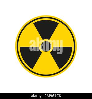 Panneau de danger radioactif. Symbole circulaire jaune de rayonnement non ionisant nucléaire. Panneau d'avertissement avec icône Trefroil à l'intérieur. Isolat de l'illustration vectorielle plate Illustration de Vecteur