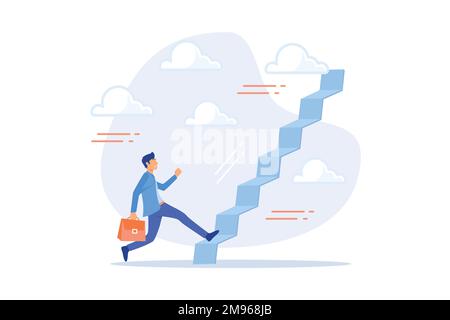 Échelle de succès, marche à suivre pour réussir et atteindre l'objectif d'affaires, la croissance ou le cheminement de carrière croissant, la motivation et l'opportunité d'avancement de carrière concep Illustration de Vecteur