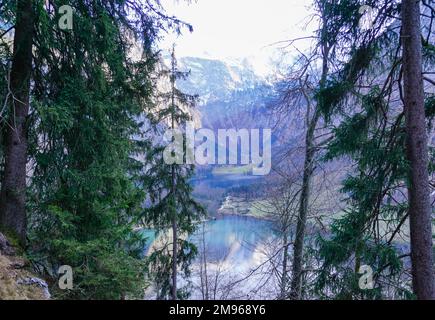 Vue sur les lacs supérieurs de Königssee en Allemagne Banque D'Images