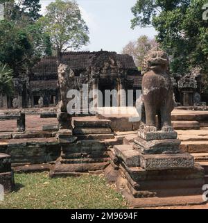 Entrée au temple bouddhiste de Banteay Kdei à Angkor, Siem Reap, Cambodge. Il a été construit à la fin de 12th au début de 13th siècles, dans le style Bayon. Banque D'Images