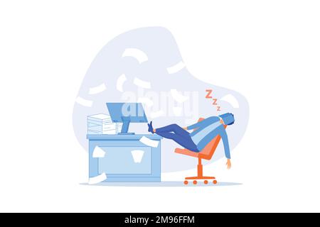 Arrêt de travail calme, manque de motivation au travail, ennui ou moralité au travail, épuisement ou brûlure hors du travail dur sans concept de reconnaissance, mode vectoriel plat Illustration de Vecteur