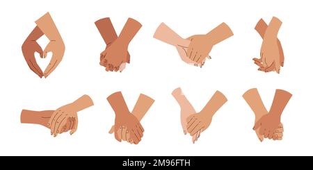 Couples tenant les mains ensemble sur différents types de set Illustration de Vecteur