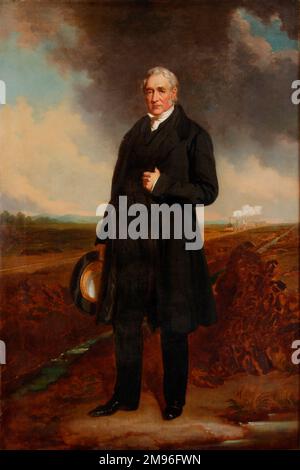 George Stephenson (1781-1848), ingénieur civil et mécanique anglais, pionnier du transport ferroviaire. Banque D'Images