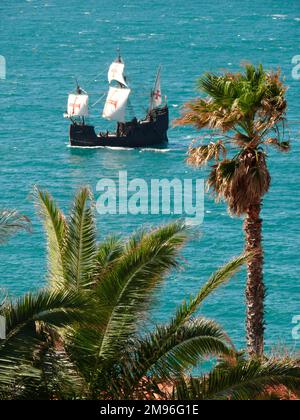 Portugal, Madère, Ajuda: Réplique de Columbus 'Santa Maria'. Banque D'Images