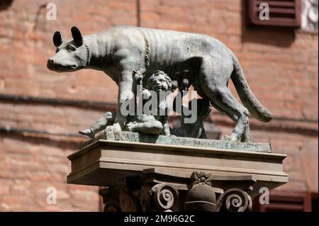 Italie, Toscane, Sienne : un loup suce les garçons Romulus et Remus - les fondateurs de Rome. Banque D'Images