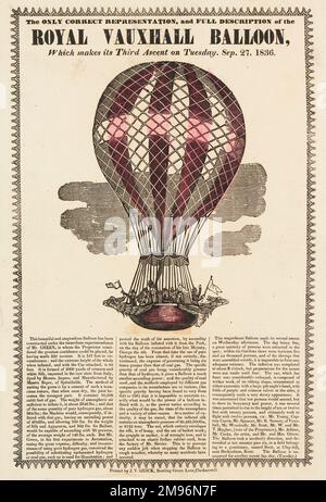 Charles Green et ses compagnons dans le Royal Vauxhall Balloon, faisant sa troisième ascension. Banque D'Images