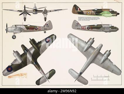 Bristol Beaufighter Mk.1F MM856 avion en couleurs camouflage. Banque D'Images