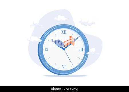 Temps perdu, procrastination ou la vie lente, paresseux au travail, faible productivité ou efficacité, problème d'autodiscipline, fatigué ou pas de concept de motivation, plat Illustration de Vecteur