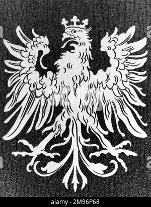Le blason officiel de la ville allemande de Francfort - un aigle orné d'une couronne. Banque D'Images