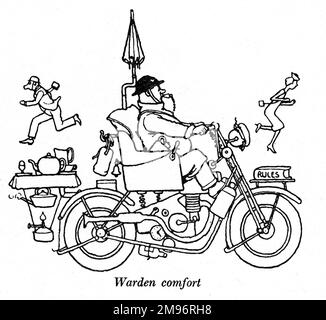 Heath Robinson - Cartoons de guerre - Seconde Guerre mondiale. Confort des gardes de jardin. Banque D'Images