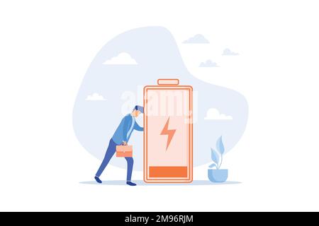 Épuisé et la fatigue du travail dur, stressé ou l'anxiété du travail malsain ou de la dépression et de l'épuisement, faible énergie ou concept de motivation, vecteur plat Illustration de Vecteur