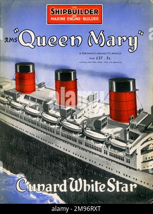 Le constructeur de navires et le constructeur de moteurs marins Numéro spécial souvenir: Le Cunard White Star Liner Queen Mary Banque D'Images