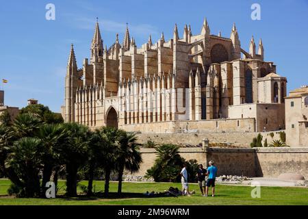 Palma, Majorque, Espagne - la cathédrale sa Seu (construite en 1299). Banque D'Images