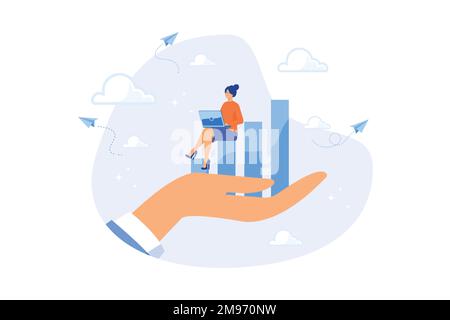 Soutien ou amélioration des affaires, croissance de carrière ou graphique de gain financier, croissance de l'investissement, revenu ou augmentation de revenu concept, vecteur plat moderne il Illustration de Vecteur