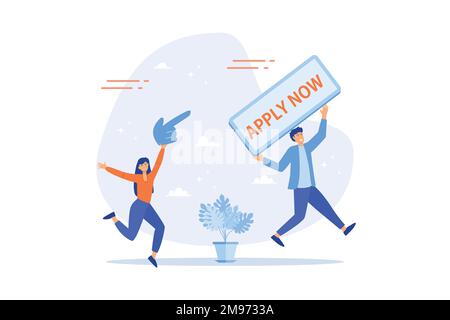 Postulez un nouvel emploi en ligne, une opportunité de carrière ou un poste vacant, une candidature ou un concept de poste d'ouverture, illustration moderne à vecteur plat Illustration de Vecteur
