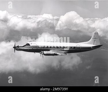 Vickers Viscount 757, C-FTID-X, utilisé comme banc d'essai pour le turbopropulseur Pratt & Whitney Canada PT6A-50 utilisé dans le Dash 7 de Havilland Canada. Juin 1974. Banque D'Images