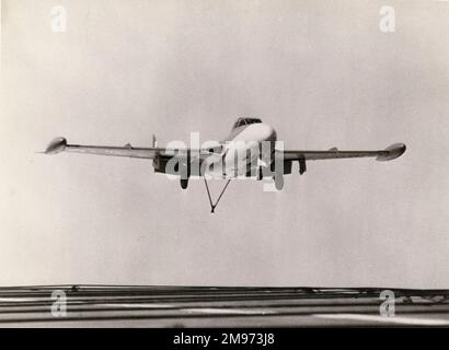 De Havilland Sea Venom NF20 atterrissage sur un transporteur. Banque D'Images