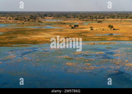 Vue aérienne du Delta de l'Okavango, au Botswana. Banque D'Images