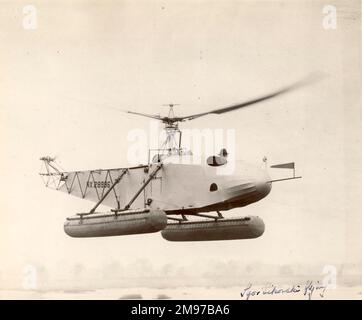 Igor Sikorsky aux commandes du Sikorsky VS-300. 17 avril 1941. Banque D'Images