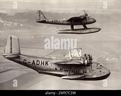 Appareils composites de Mayo courts, S21 Maia, G-ADHK et S20 Mercury, G-ADHJ. Banque D'Images