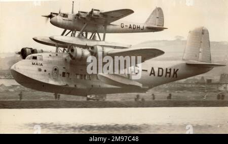 Appareils composites de Mayo courts, S21 Maia, G-ADHK et S20 Mercury, G-ADHJ. Banque D'Images