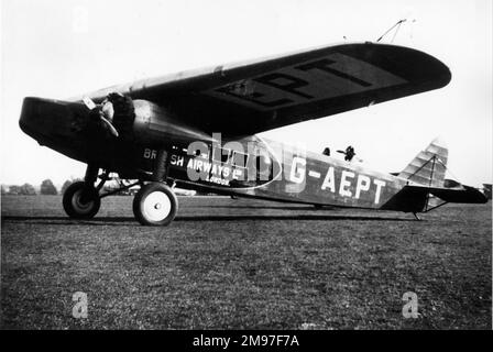 Fokker FVIII (au sol) -G-AEPT de British Airways. Banque D'Images