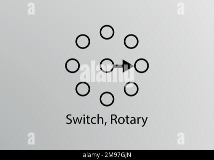 Symbole rotatif de commutateur, symbole vectoriel. Symboles techniques. Illustration de Vecteur