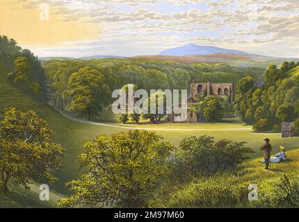 Vue sur les ruines de l'abbaye de Furness (cistercienne), Barrow-in-Furness, Cumbria. Banque D'Images