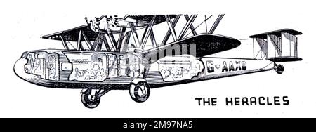 G-AAXC Heracales, un Handley page H.P.45 avion de ligne biplan à quatre moteurs britannique conçu selon une spécification 1928 d'Imperial Airways par Handley page de Radlett dans le Hertfordshire. Impressionné en service avec la RAF en 1940, l'avion a été détruit dans une cale à l'aéroport de Whitchurch, Bristol, lorsqu'il a été soufflé dans un H.P.42 (Hanno) et endommagé au-delà de la réparation. Banque D'Images