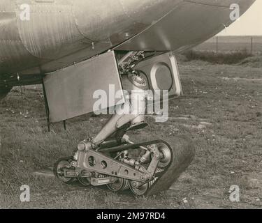 Gros plan du train d'atterrissage à nez de train de roulement du paquet Fairchild EC-82A. Banque D'Images