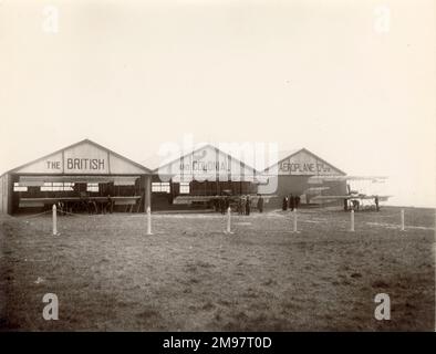 L’école de vol « Bristol » à Larkhill près de Stonehenge en 1910. Banque D'Images