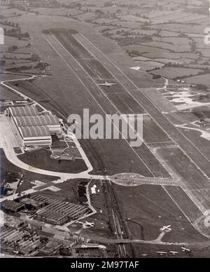 Vue aérienne du site de Bristol Filton en 1949. Banque D'Images