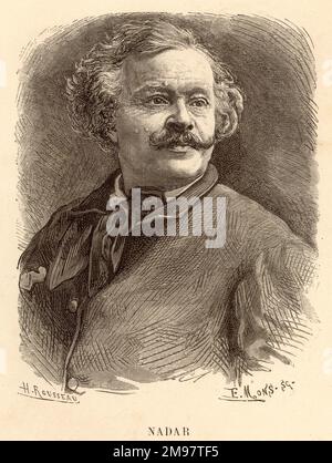 Nadar, pseudonyme de Gaspard-Félix Tournachon (6 avril 1820 – 23 mars 1910), photographe, caricaturiste, journaliste, romancier et montgolfière français. Banque D'Images