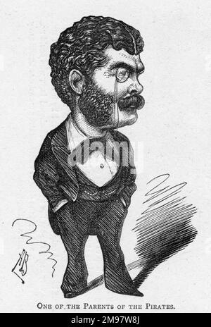 Caricature de Sir Arthur Sullivan (1842-1900), compositeur anglais d'opérettes avec le librettiste W S Gilbert, ainsi que d'autres œuvres. Un des parents des Pirates (faisant référence aux Pirates de Penzance). Banque D'Images