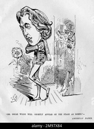 Caricature, Oscar Wilde (1854-1900) dans le rôle de Romeo -- un journal américain avait récemment rapporté que cela allait se produire. Banque D'Images