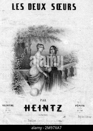 Couverture musicale, les deux Soeurs par Heintz -- Valentine Waltz et Pepita Polka. Banque D'Images