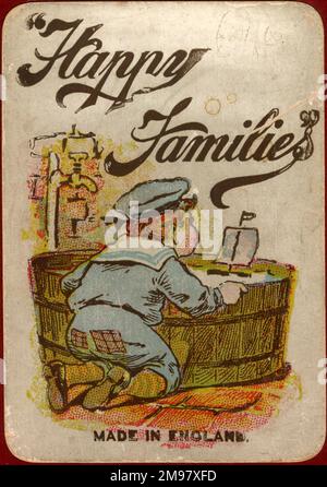 Cartes à jouer Happy Families - couvercle de boîte. Banque D'Images