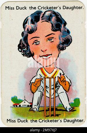 Familles heureuses jouant aux cartes - Miss Duck la fille du cricketer. Banque D'Images