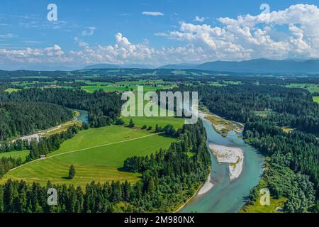 Vue aérienne sur la nature impreuse autour du Litzauer Schleife près de Burggen en Bavière Banque D'Images