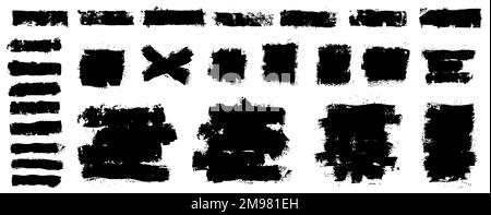 Collection de textures de rouleau de peinture. Lignes sèches abstraites et gros points à l'aide d'un rouleau à peinture Illustration de Vecteur