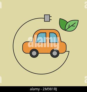 Vecteur d'élément de conception d'icône d'environnement de voiture EV Illustration de Vecteur