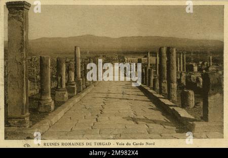 Chemin du Nord de Cardo dans les ruines romaines de Timgad Banque D'Images