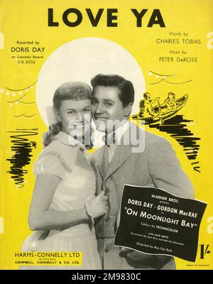 Couverture musicale, Love ya, Words by Charles Tobias, musique de Peter DeRose, enregistré par Doris Day. Banque D'Images