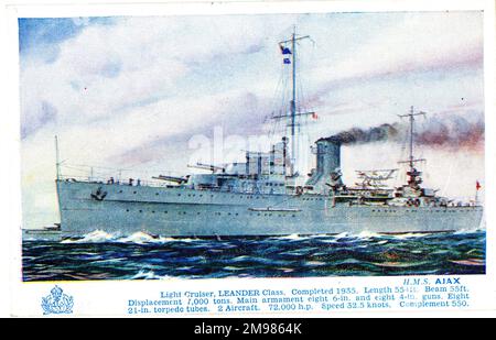 HMS Ajax, croiseur léger, classe Leander. Banque D'Images