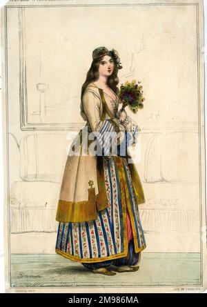 Jeune femme athénienne en costume traditionnel. Banque D'Images