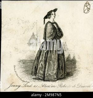 Jenny Lind (1820-1887), soprano d'opéra suédois, dans le rôle d'Alice dans Roberto il Diavolo (Robert le Diable, Robert le Diable) par Meyerbeer. Banque D'Images